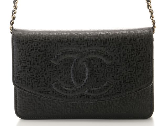 CHANEL シャネル ココマーク チェーンウォレット AP4653 ショルダーバッグ キャビアスキン ブラック/GP レディース【中古】472 266,632円