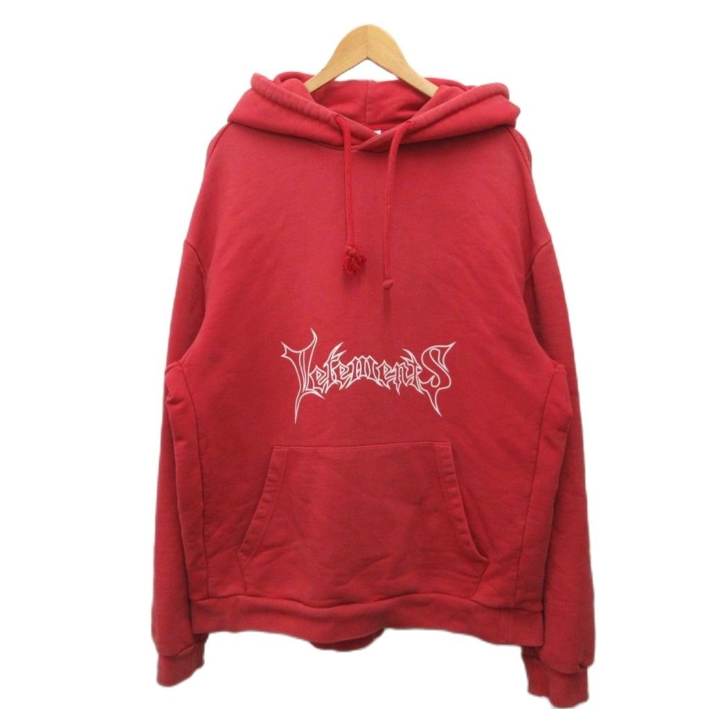 ヴェトモン VETEMENT 韓国限定 16AW Metal Logo Hoodie パーカー フーディー プルオーバー メタルロゴ ロゴプリント S 赤 レッド MF17TP16