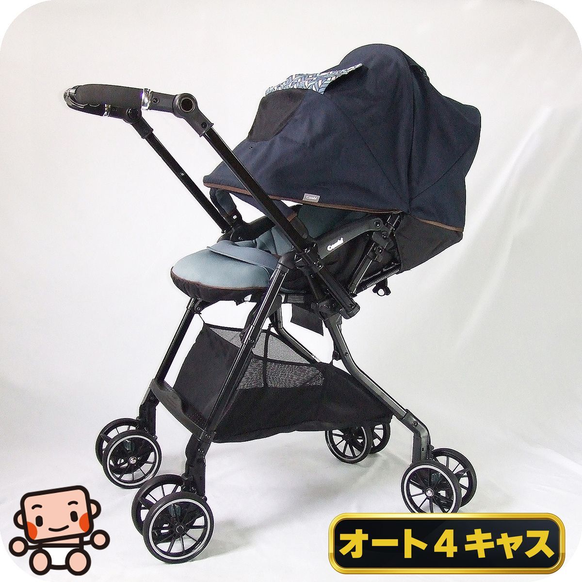 【お得っ！厳選中古】美品 ベビーカー Combi コンビ ホワイトレーベル スゴカルα 4キャス compact エッグショック HT A型 両対面式 1カ月から3歳 中古ベビーカー【A.美品】