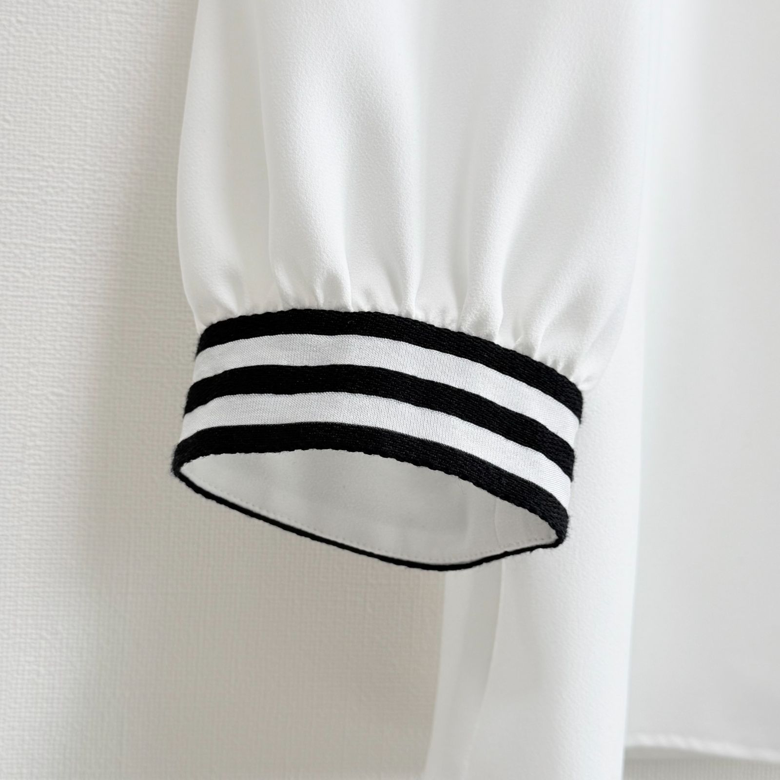 ◇美品◇ BORDERS at BALCONY フリルジョーゼットブラウス 36 白 長袖 