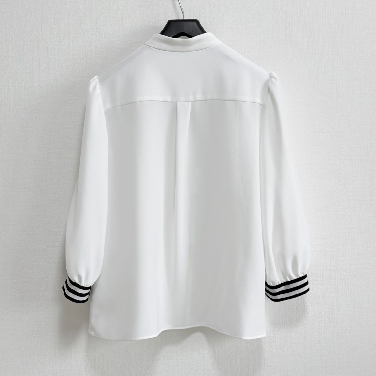 ◇美品◇ BORDERS at BALCONY フリルジョーゼットブラウス 36 白 長袖