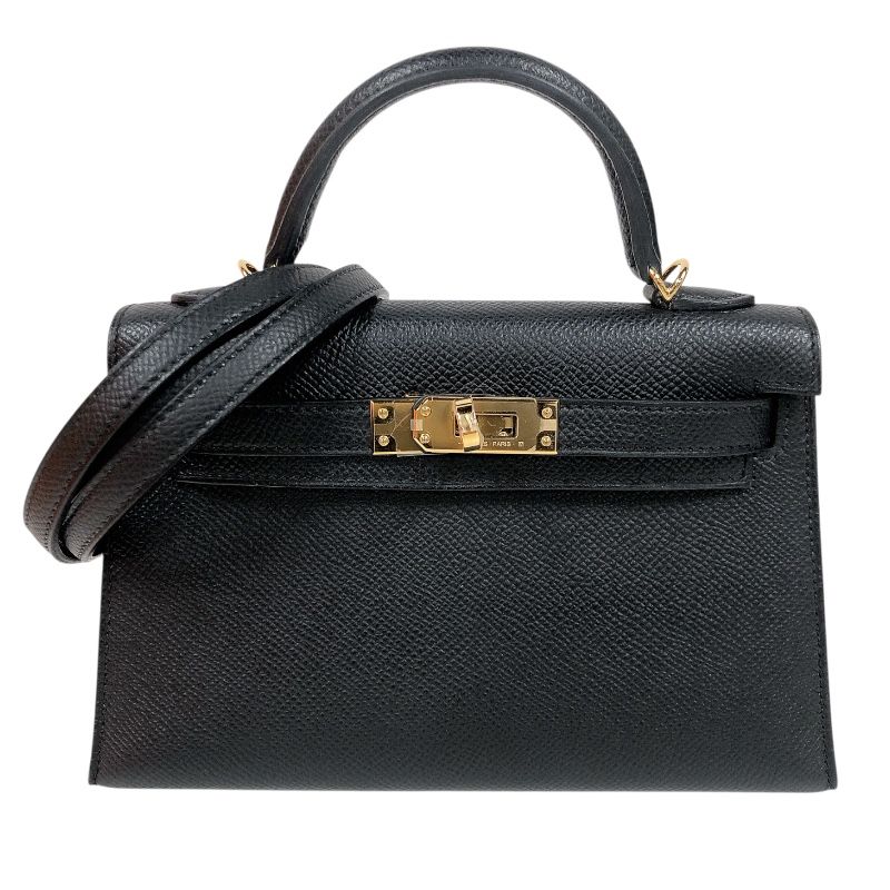 エルメス HERMES ミニケリー２ K刻印　(2025年製) ブラック/ゴールド エプソン レディース ハンドバッグ
