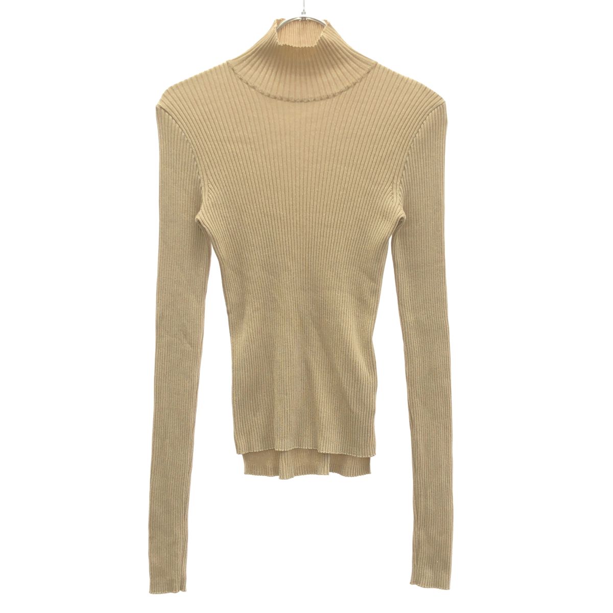 mame kurogouchi マメ クロゴウチ 22SS High Neck Knitted Lame Top ラメ ハイネックニットトップス MM22PS-KN736 ベージュ 1