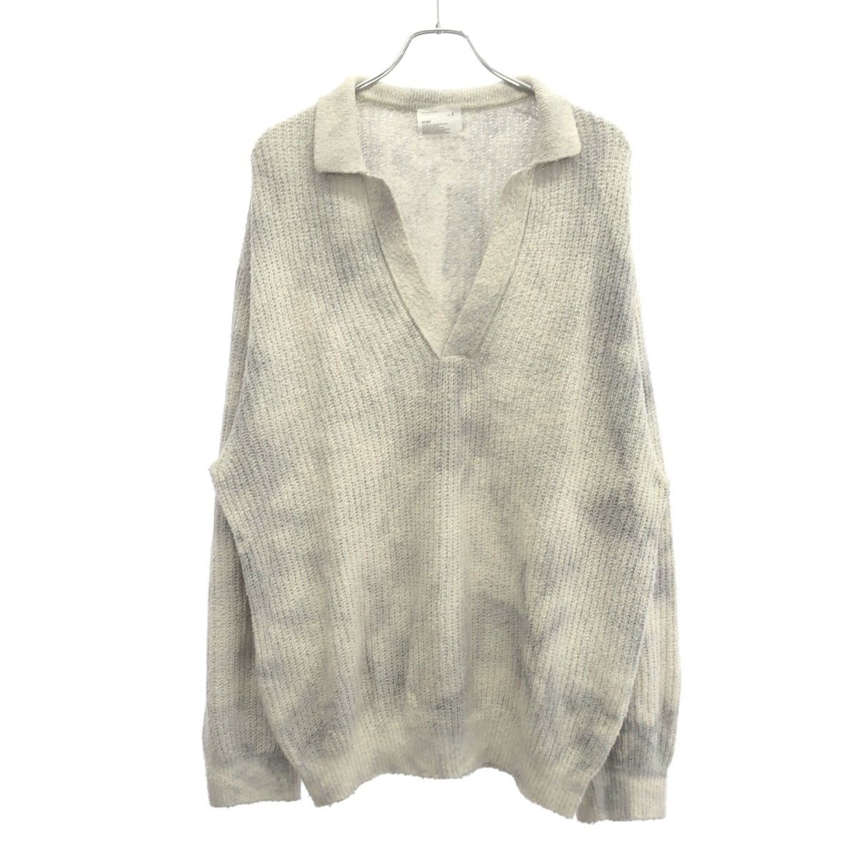 scair スケアー 23SS Uneven Dye Skipper Sweater アンイーブンダイスキッパーニットセーター 2301SC-K002 ホワイト×グレー 3 scair スケアー 23SS Uneven Dye Skipper Sweater アンイーブンダイ