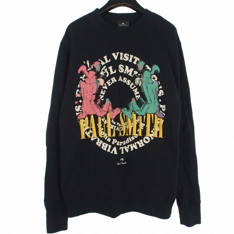 ポールスミス PAUL SMITH トレーナー スウェット 長袖 Two Dogsプリントカットソー 国内正規 L 黒 ブラック 212577-026R