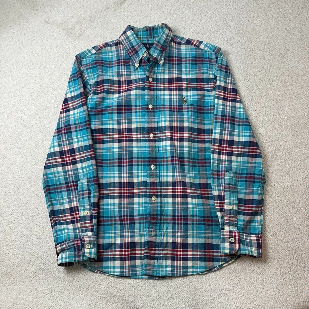 95 ポロラルフローレン ヴィンテージ CHECK ブルー シャツ