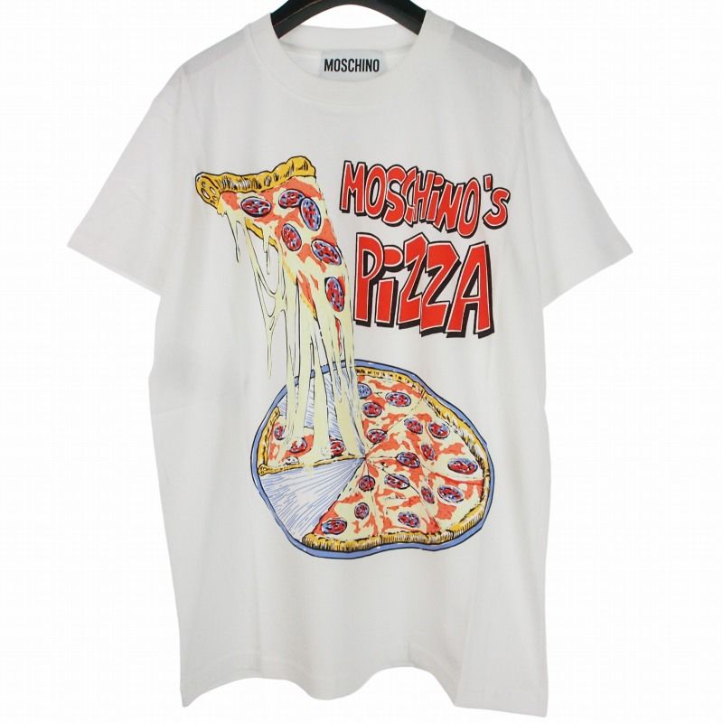 モスキーノ MOSCHINO Tシャツ 半袖 カットソー ピザグラフィックプリント XSS 白 A0713