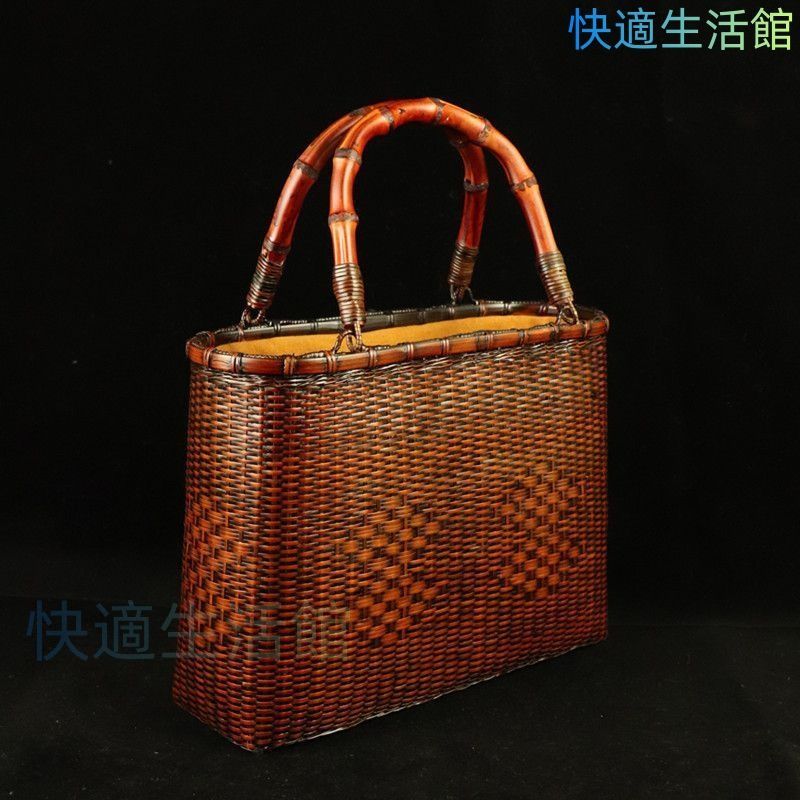 新品推薦★ 職人手作り 竹編包 小物入れ籠 ハンドバッグ竹編みバッグ 竹細工 收納 竹製品 dd613