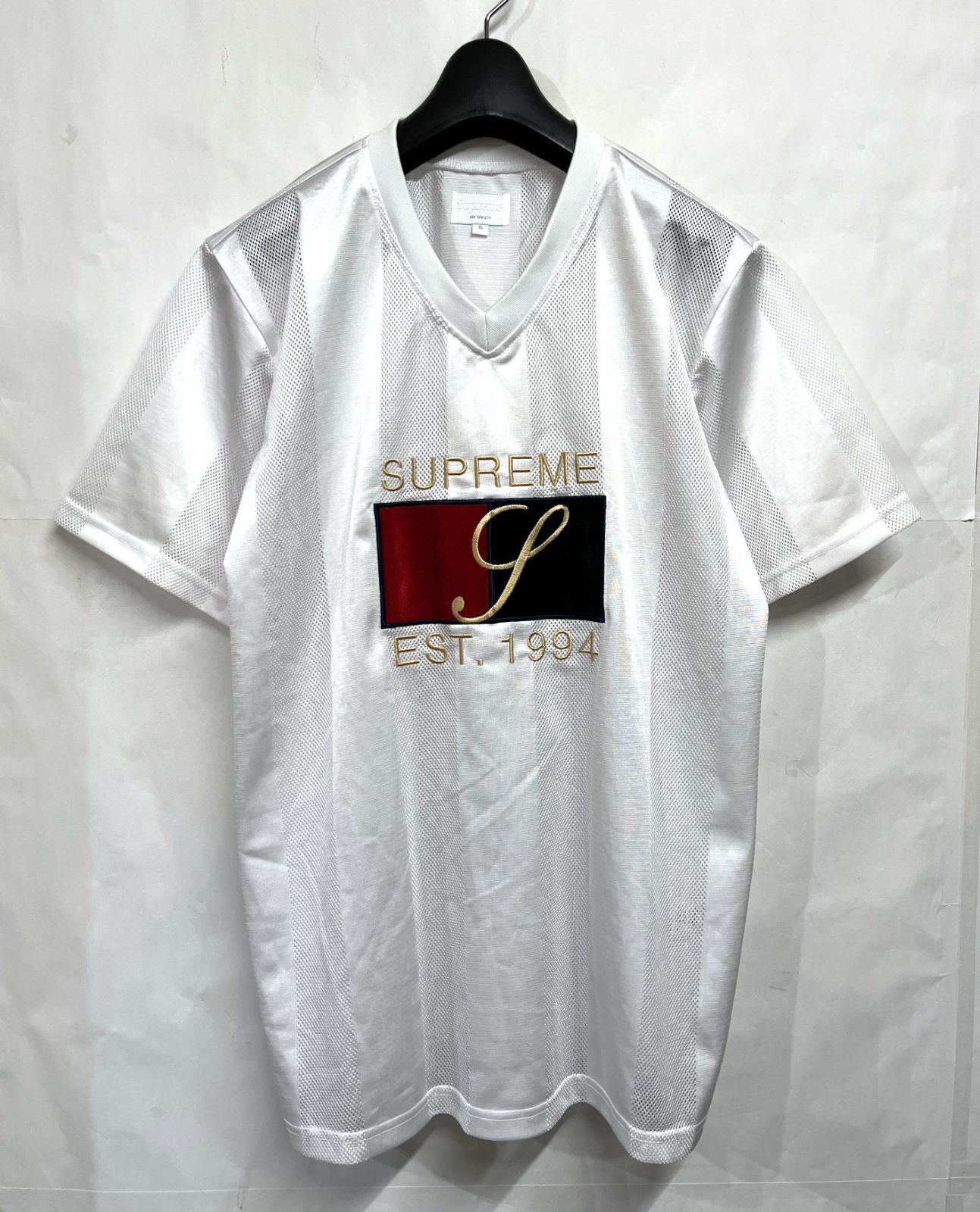 Supreme｜シュプリーム VELVET LOGO MESH STRIPE TOP メッシュ ゲームシャツ Tシャツ