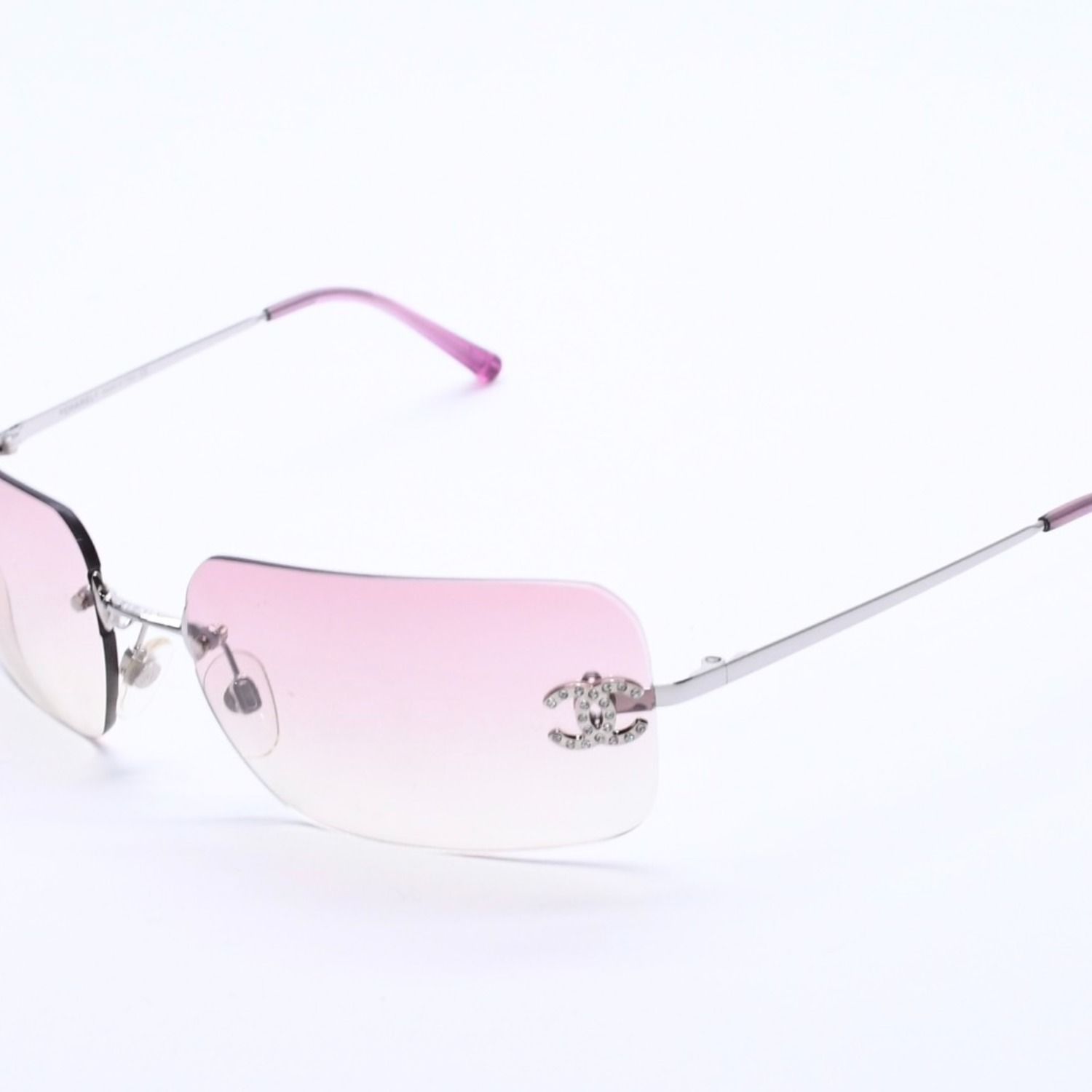 CHANEL ピンク サングラス ビーズチェーン付き 極美品 CHANEL シャネル Sunglasses サングラス 4017-D ラインストーン