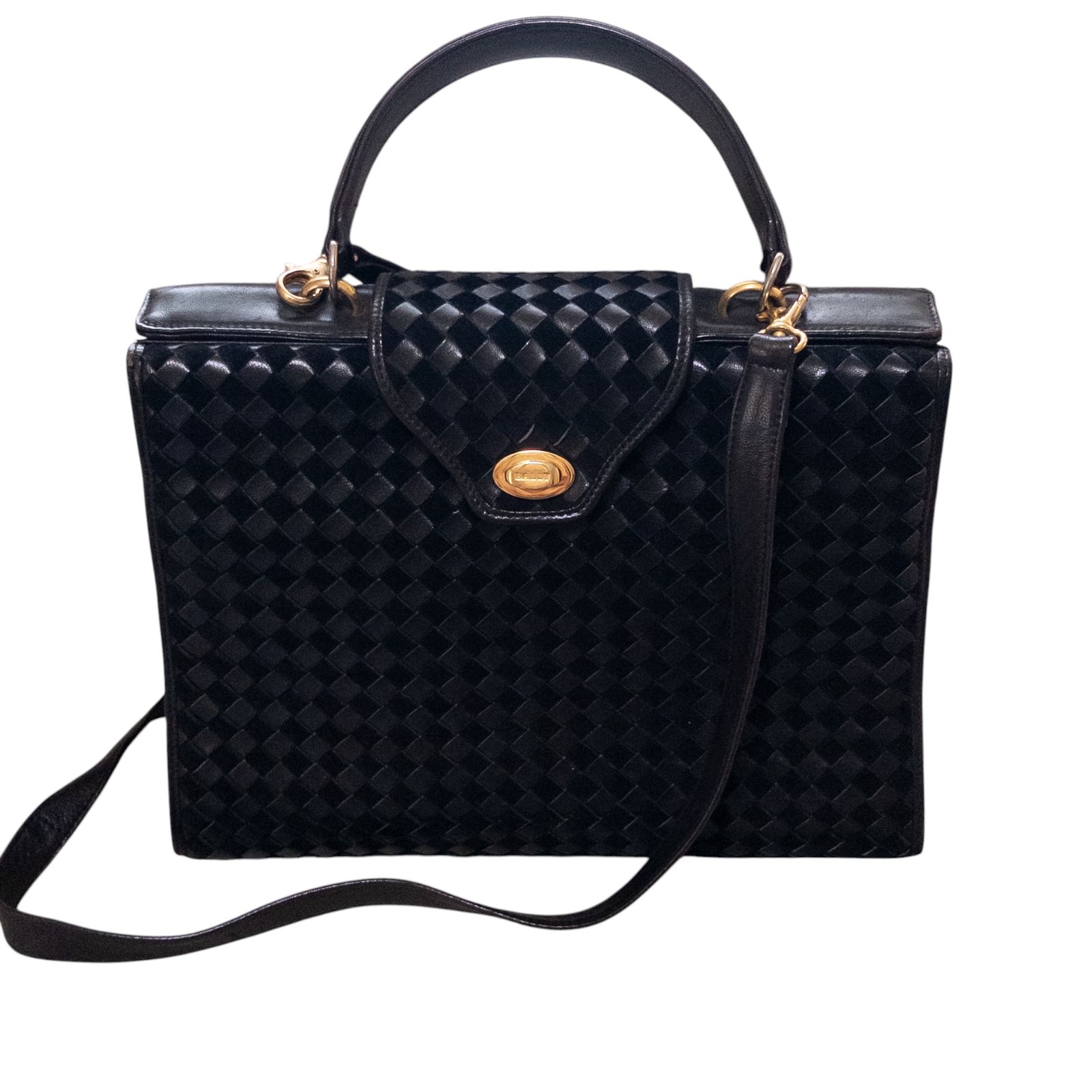 BALLY バリー ハンドバッグ イントレチャート ターンロック 黒 