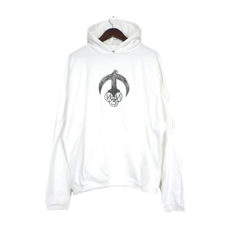 イージー Yeezy × ゴーシャ ラブチンスキー Gosha Rubchinskiy 【 Crescent Hoodie 】 パーカー ホワイト フロントロゴ フーディ f28892