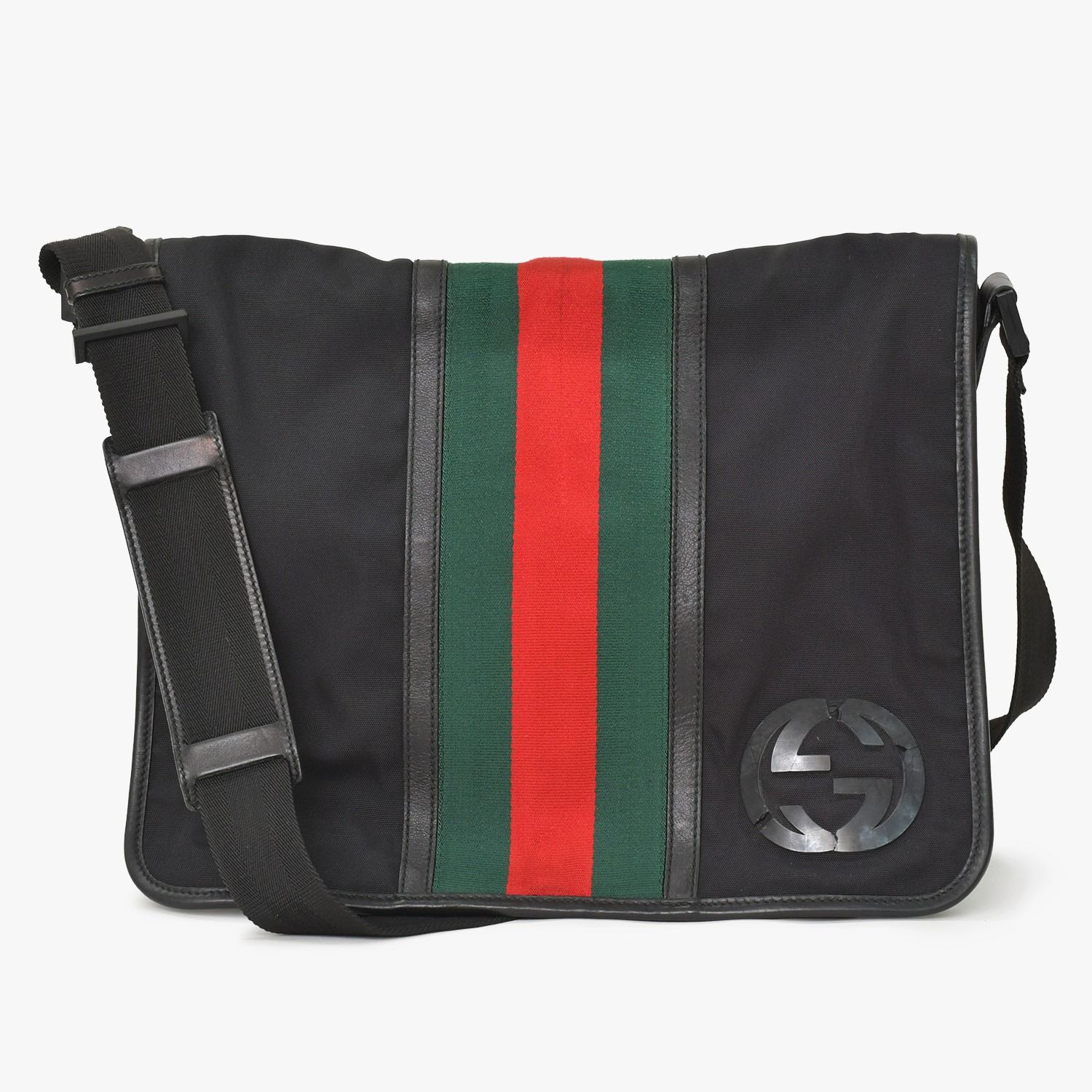GUUCI グッチ Shoulder Bag ショルダーバッグ シェリーライン 181066 ブラック ggロゴ ブラック金具 美品 中古 4a003525