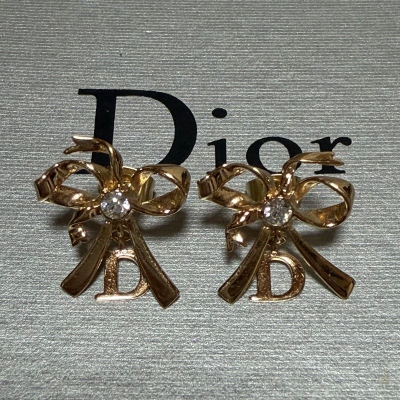 Christian Dior クリスチャンディオール ピアス リボン CDロゴ ライン