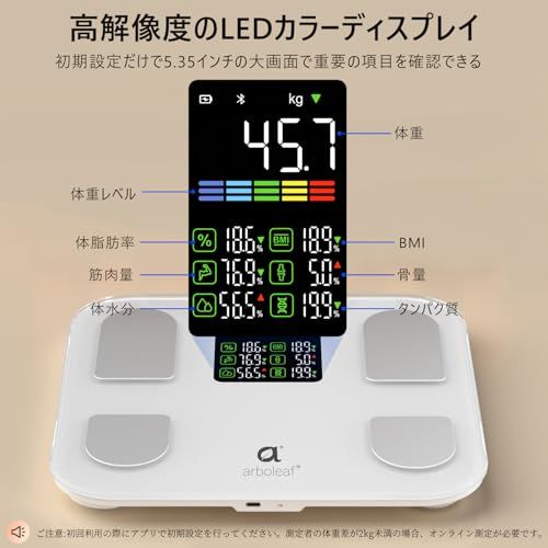 arboleaf 体重計 スマホ連動 体脂肪計・体組成計 Bluetooth対応 ヘルス