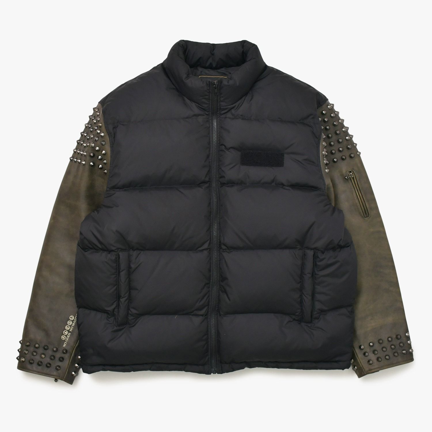極美品 Supreme UNDERCOVER シュプリーム アンダーカバーコラボ Puffer Jacket 2023春夏 カウレザー スタッズ ダウンジャケット ブラックメタル 中古 4a003604