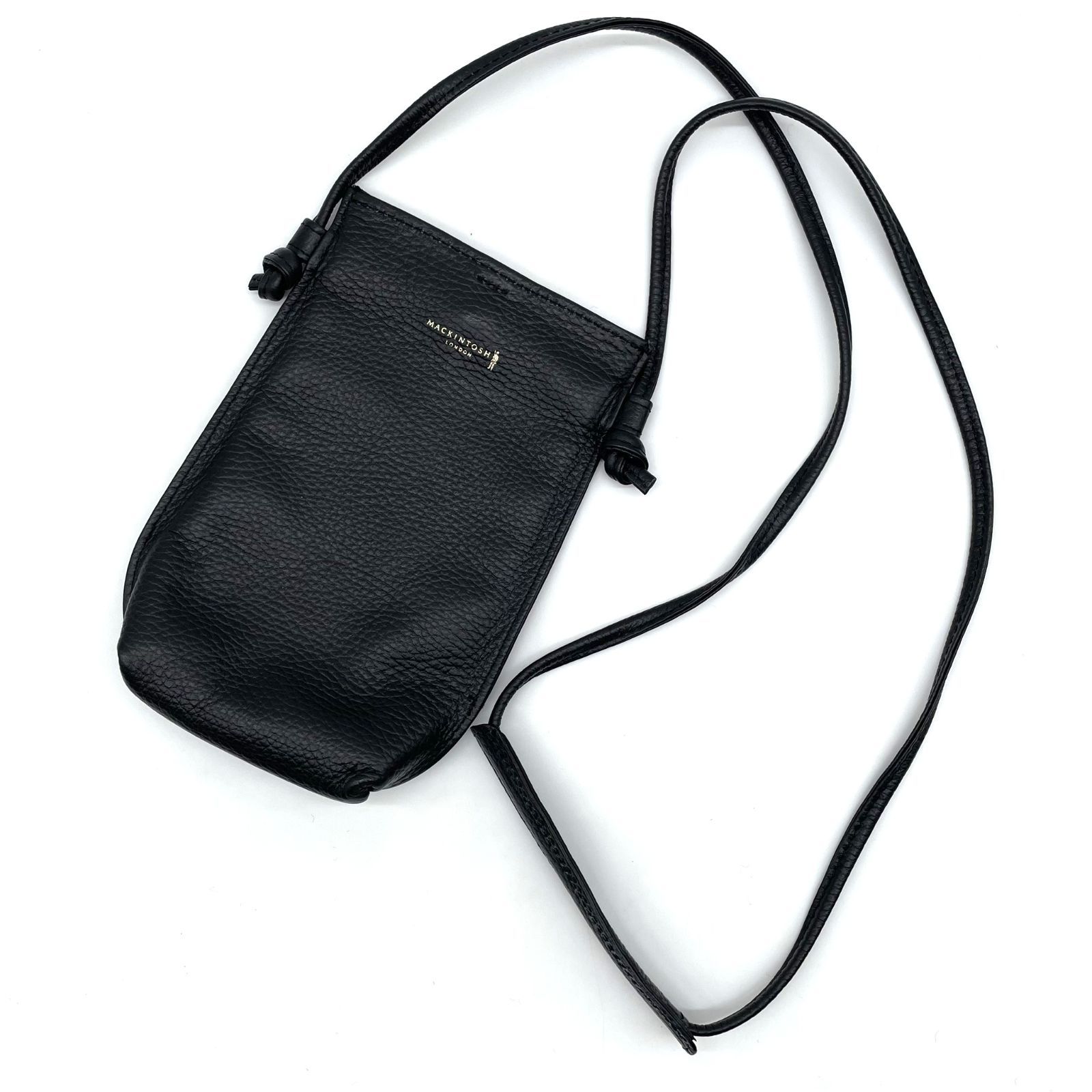 マッキントッシュロンドン MACKINTOSH LONDON スマホショルダーバッグ ポシェット レザー シボ革 ブラック 斜め掛け サコッシュ ミニショルダー クロスボディ 本革 メンズ レディース ユニセックス コンパクト お出かけ 通勤 通学