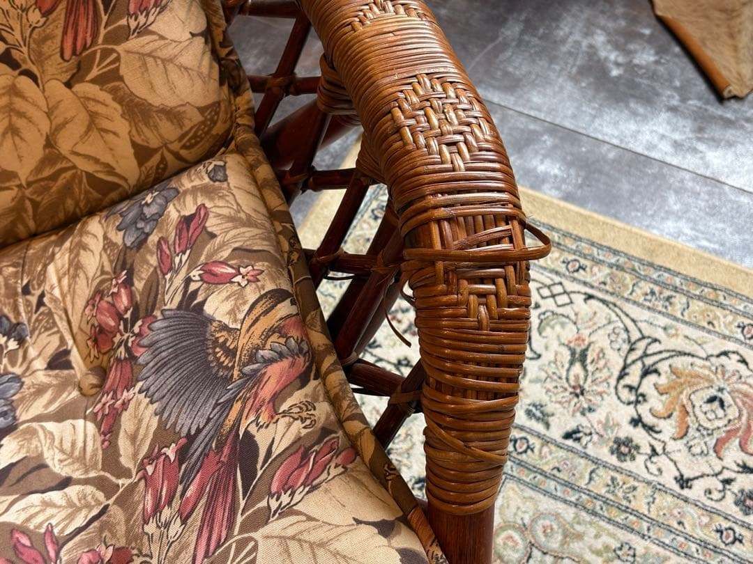 KOIZUMI ラタン回転チェア リゾートチェア 籐 ソファ レトロ家具 IG