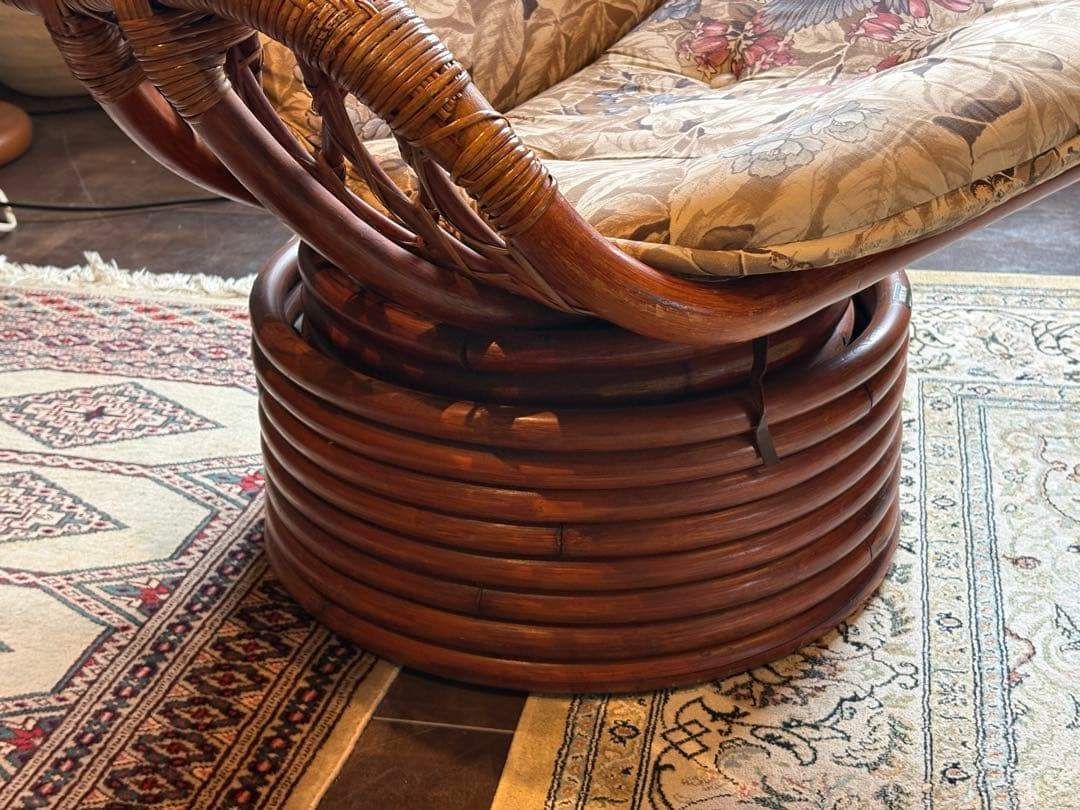 KOIZUMI ラタン回転チェア リゾートチェア 籐 ソファ レトロ家具 IG