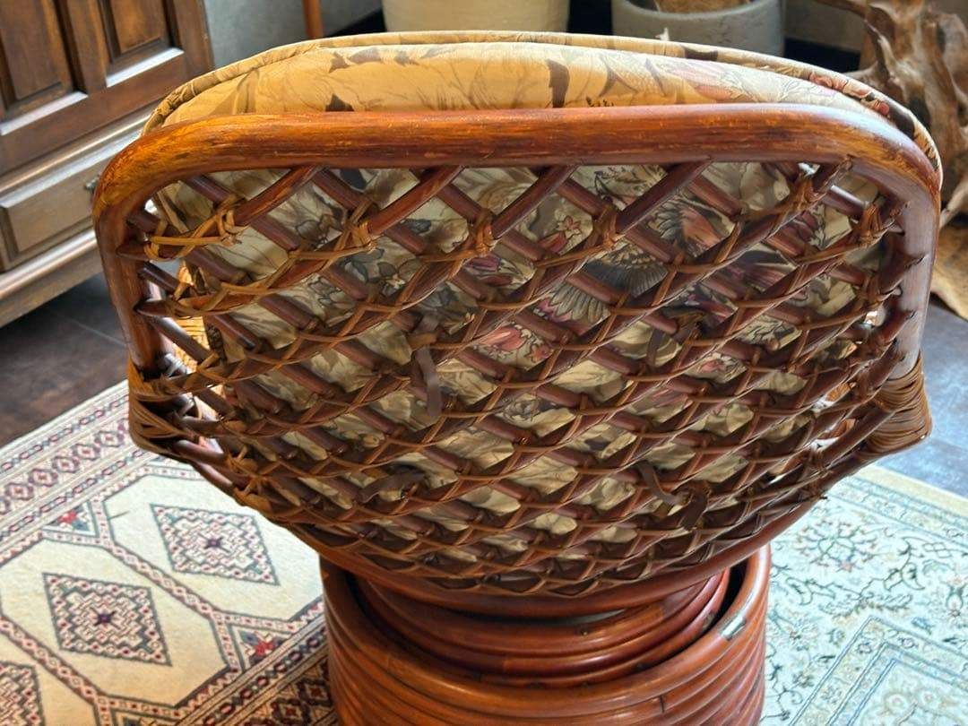KOIZUMI ラタン回転チェア リゾートチェア 籐 ソファ レトロ家具 IG