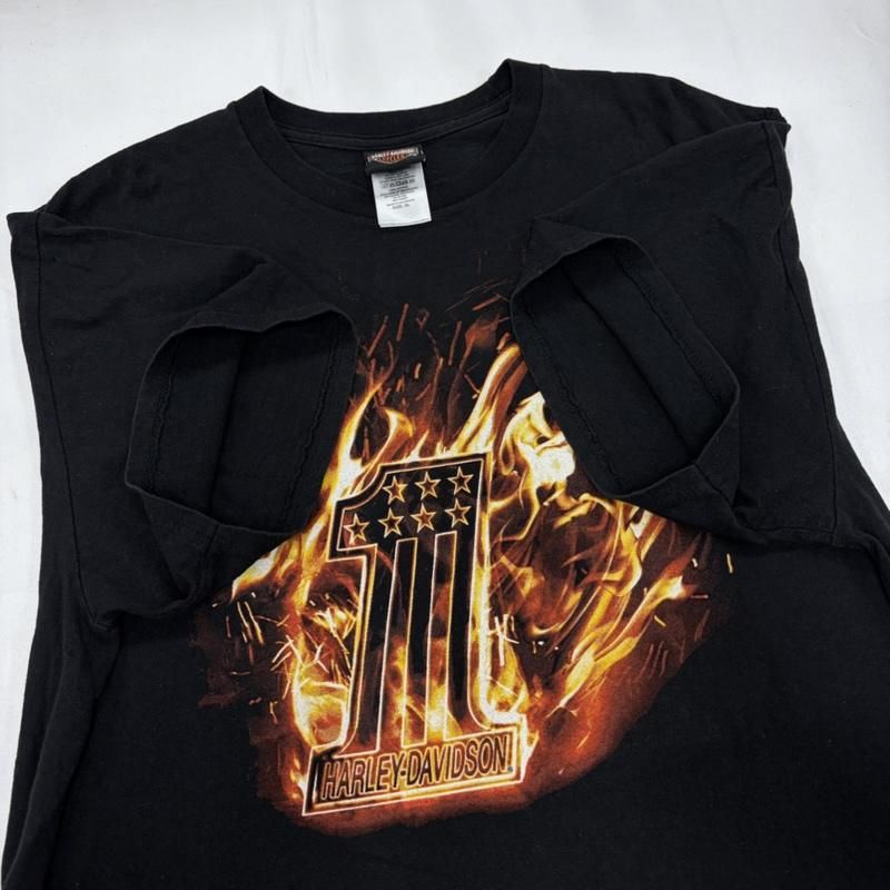 ハーレーダビッドソン 半袖 両面プリント ロゴ Tシャツ ファイヤー