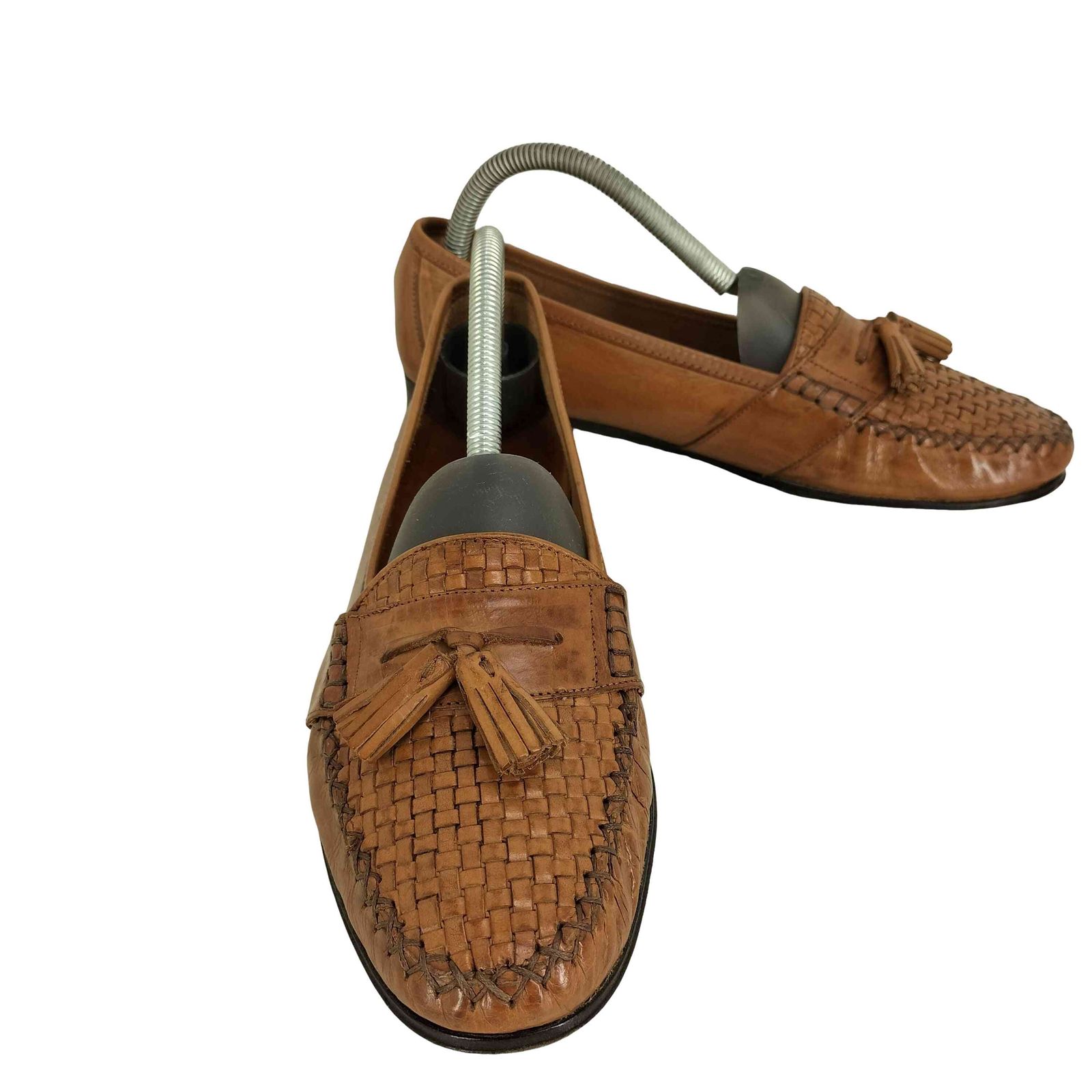 コールハーン COLE HAAN PRIMAVERA イタリア製 編み込みデザインタッセルローファー メンズ 7 1/2