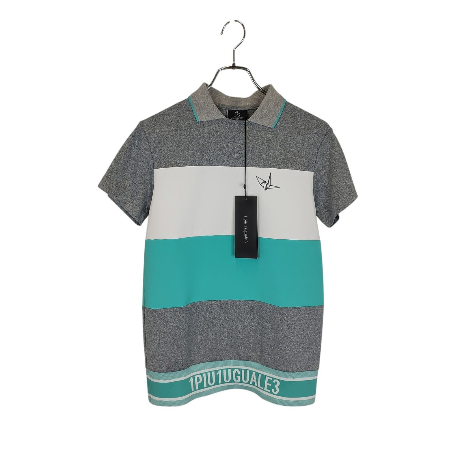 1PIU1UGUALE3 GOLF ウノピゥウノウグァーレトレ ゴルフ 24SS S/S POLO SPORTS BORDER 半袖 ポロシャツ GST198-POE490 3 L ホワイト×グレー レディース