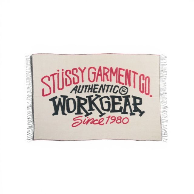 STUSSY WORKGEAR JACQUARD BLANKET KRAFT ステューシー ワークギア ジャカード ブランケット 大名店