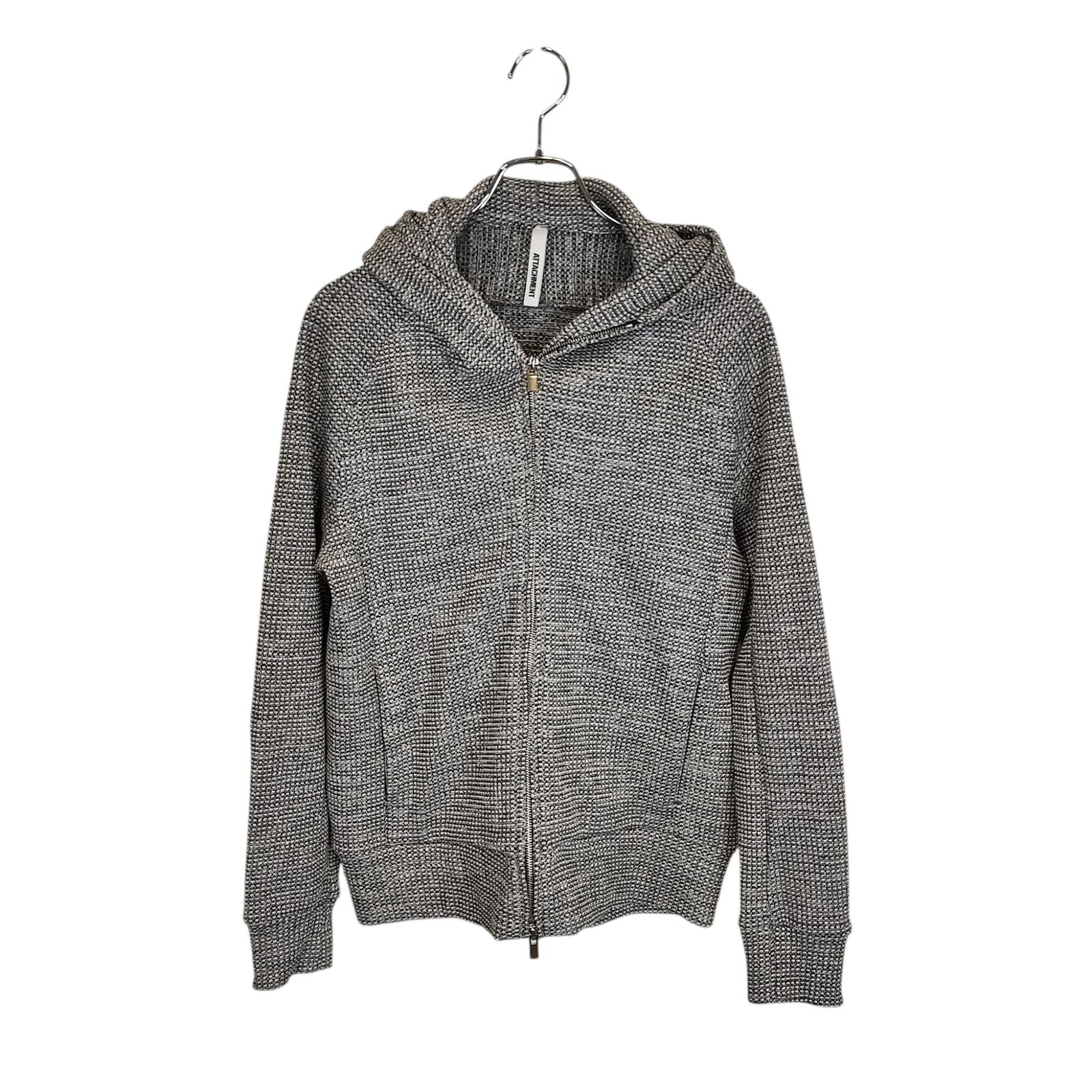 ATTACHMENT アタッチメント ポリエステルワッフル ZIP UP パーカー AJ41-087 1 ブラック×ホワイト メンズ