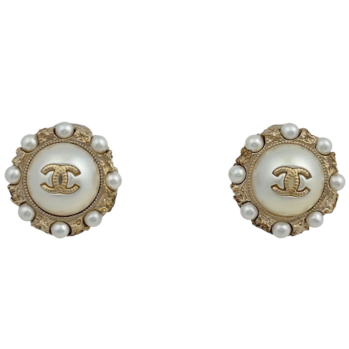 シャネル CHANEL ココマーク フェイクパール イヤリング ラウンド GP ゴールド レディース 【中古】