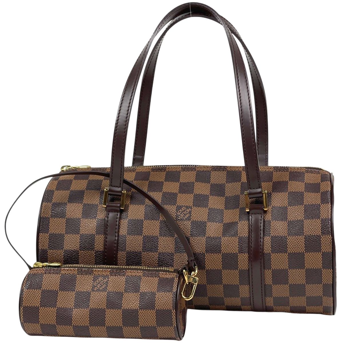 ルイ・ヴィトン Louis Vuitton パピヨン30 バレルバッグ 筒型 ハンドバッグ ダミエ ブラウン N51303 レディース 【中古】