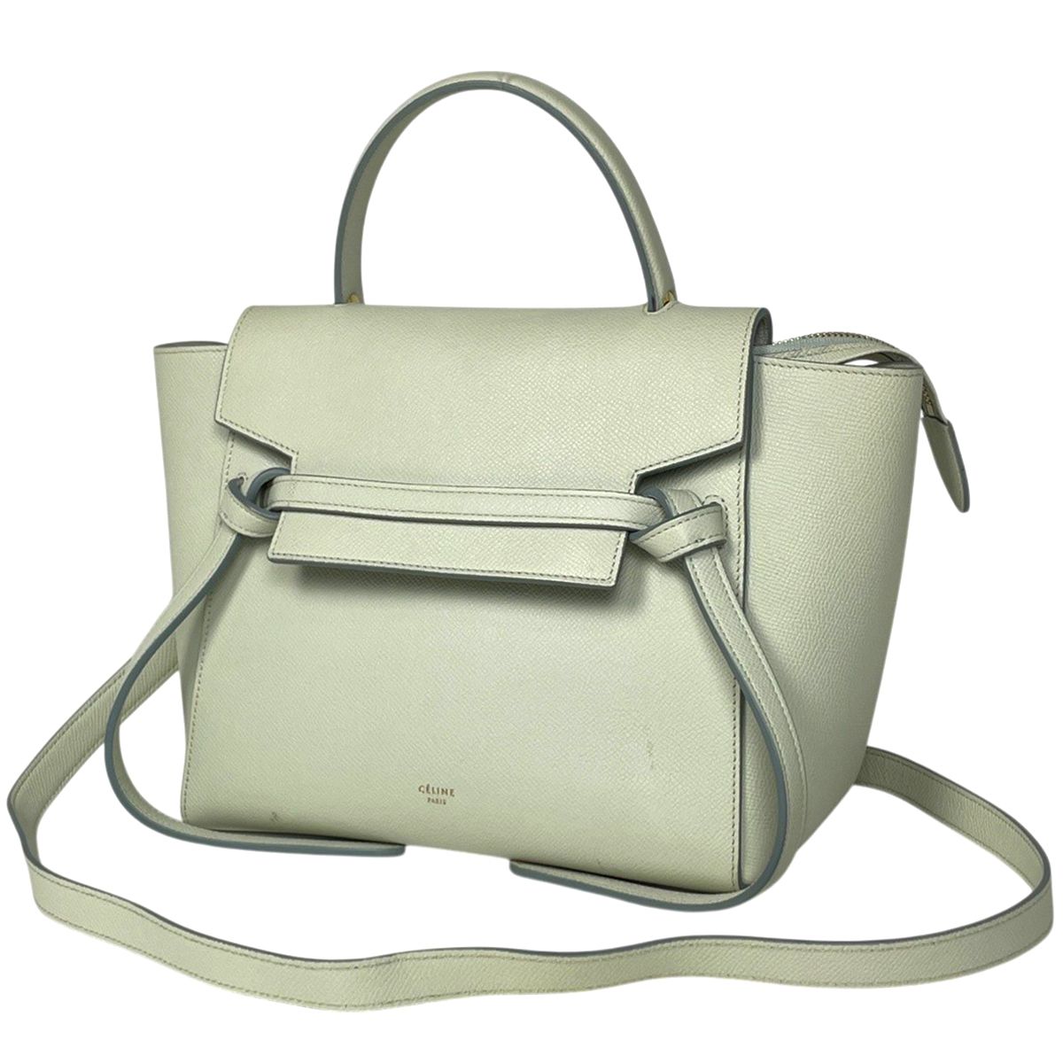 セリーヌ CELINE マイクロ ベルトバッグ 2WAY ハンドバッグ レザー グリーン レディース 【中古】