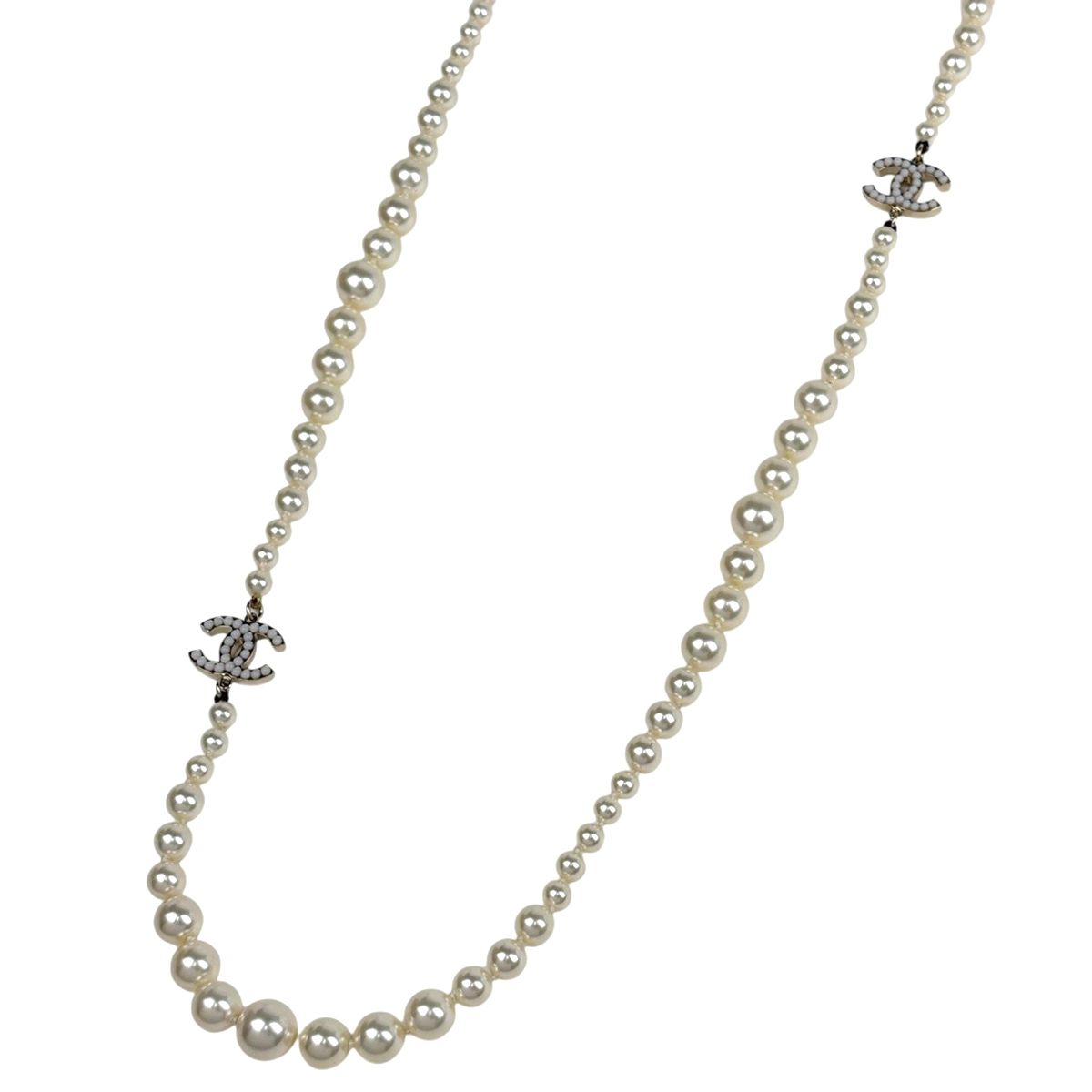シャネル CHANEL ココマーク フェイクパール ネックレス ロング ネックレス GP ゴールド レディース 【中古】
