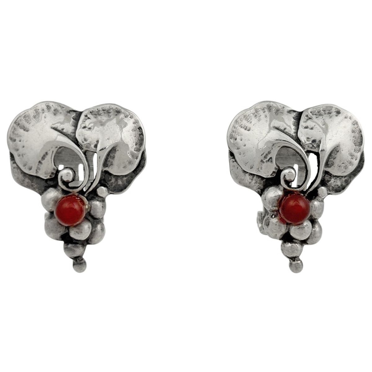 ジョージジェンセン Georg Jensen グレープモチーフ イヤリング 1996 カーネリアン シルバー925 シルバー レッド レディース 【中古】