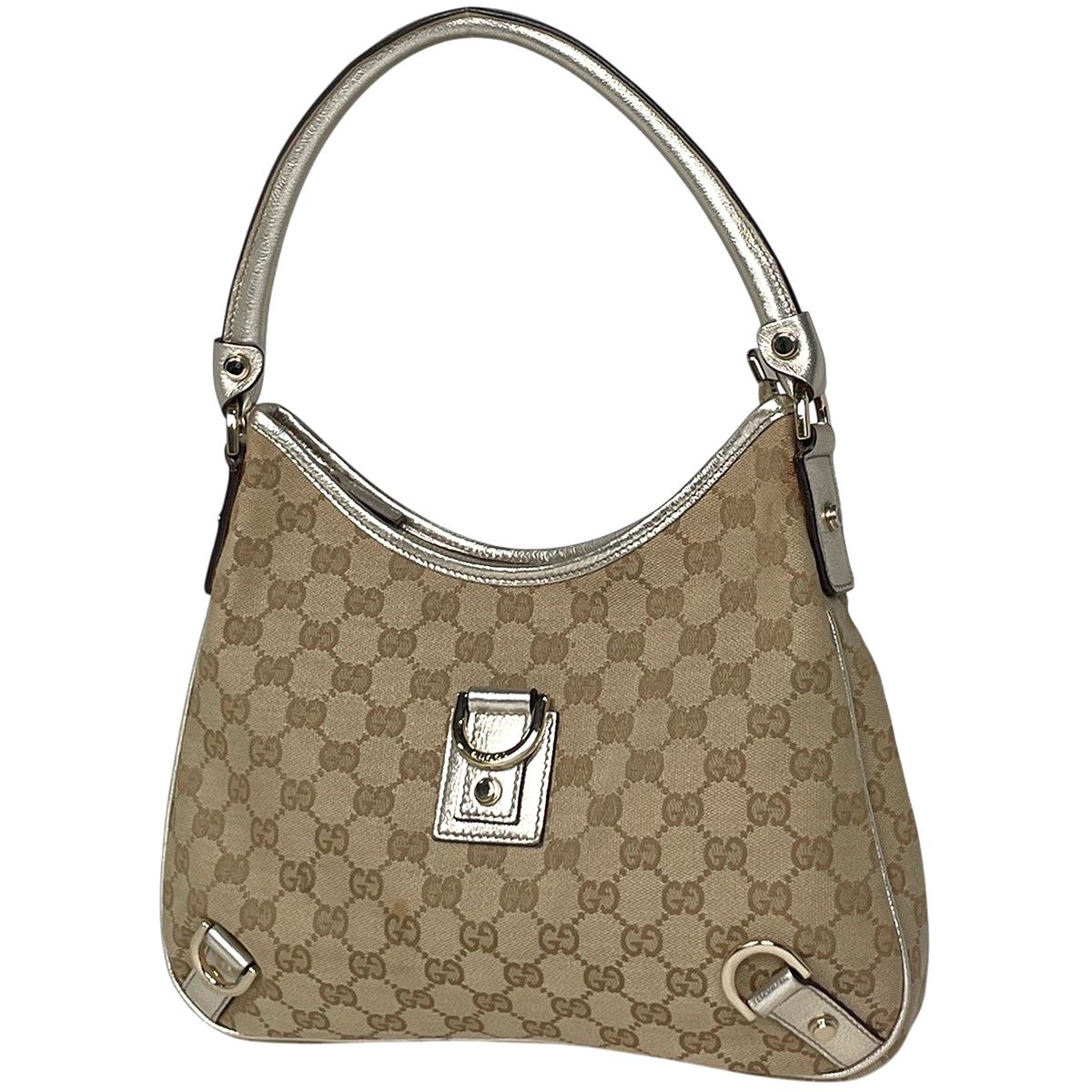 グッチ GUCCI GG柄 ショルダーバッグ アビー GGキャンバス ベージュ シルバー 130738 レディース 【中古】