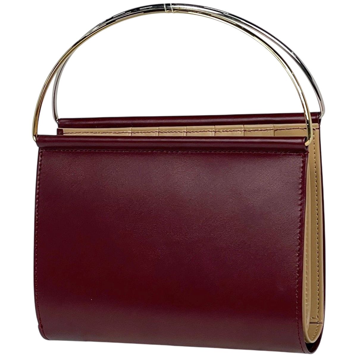 カルティエ CARTIER ロゴ ハンドバッグ トリニティ ウォレット レザー ボルドー レディース 【中古】
