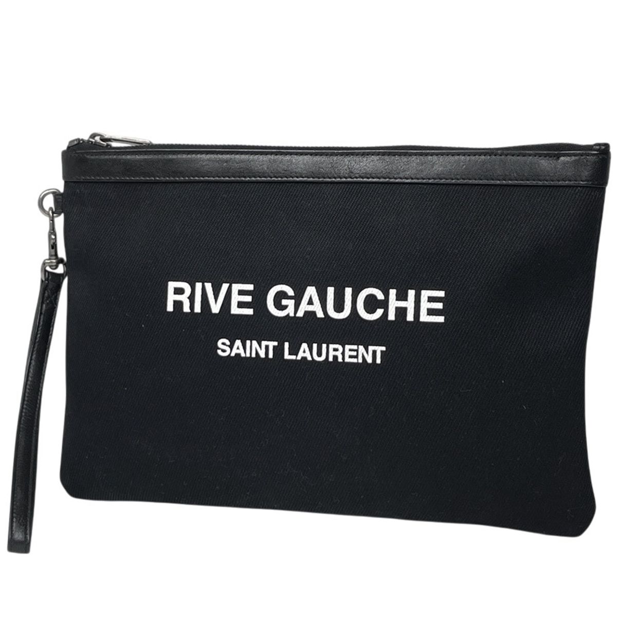 サンローラン SAINT LAURENT リヴ ゴーシュ クラッチバッグ キャンバス ブラック 581369 レディース 【中古】