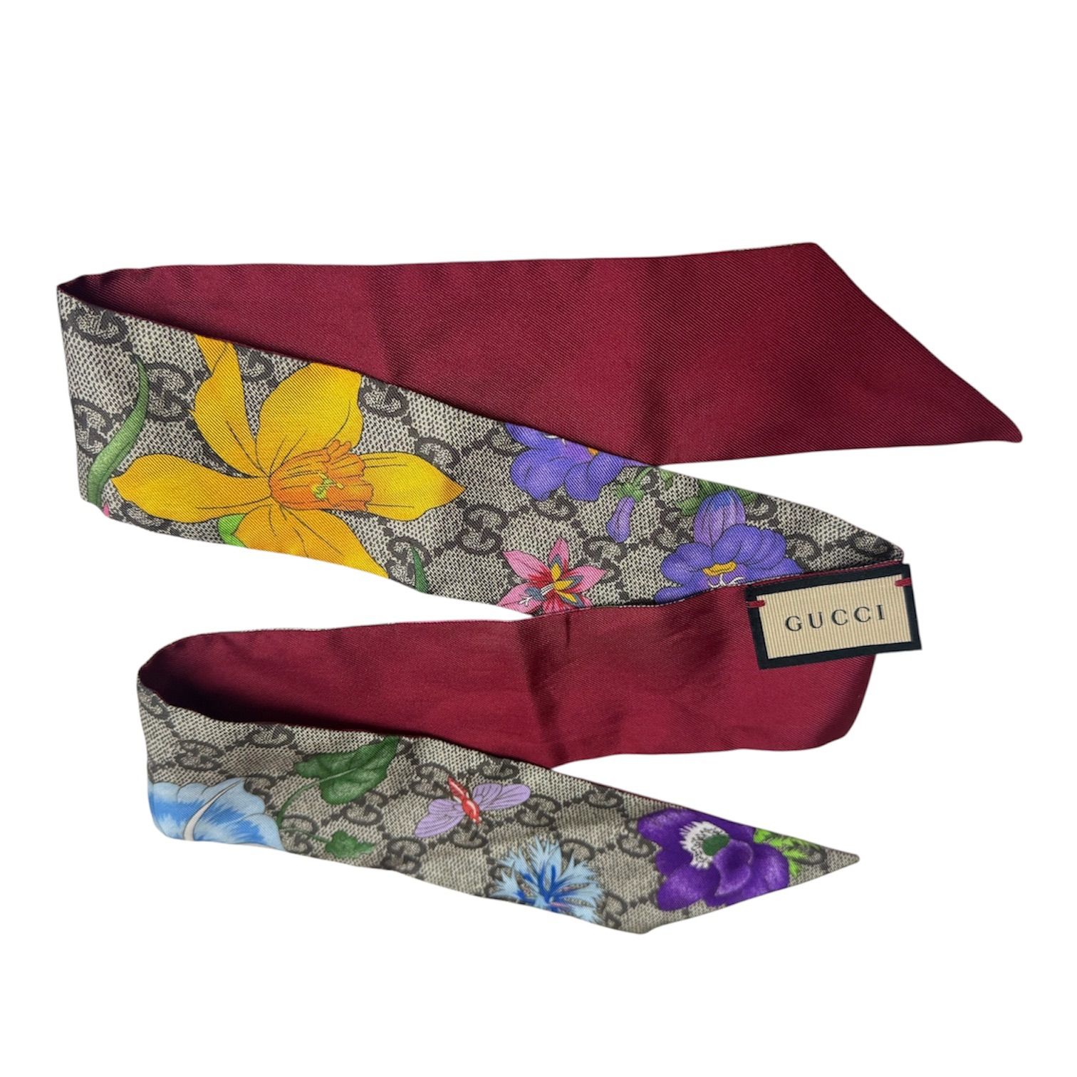 【極美品】グッチ GUCCI ネックボウ GGフローラ プリント シルク リボン GUCCI グッチ 現行品 GGフローラ プリント シルク リボン ネックボウ