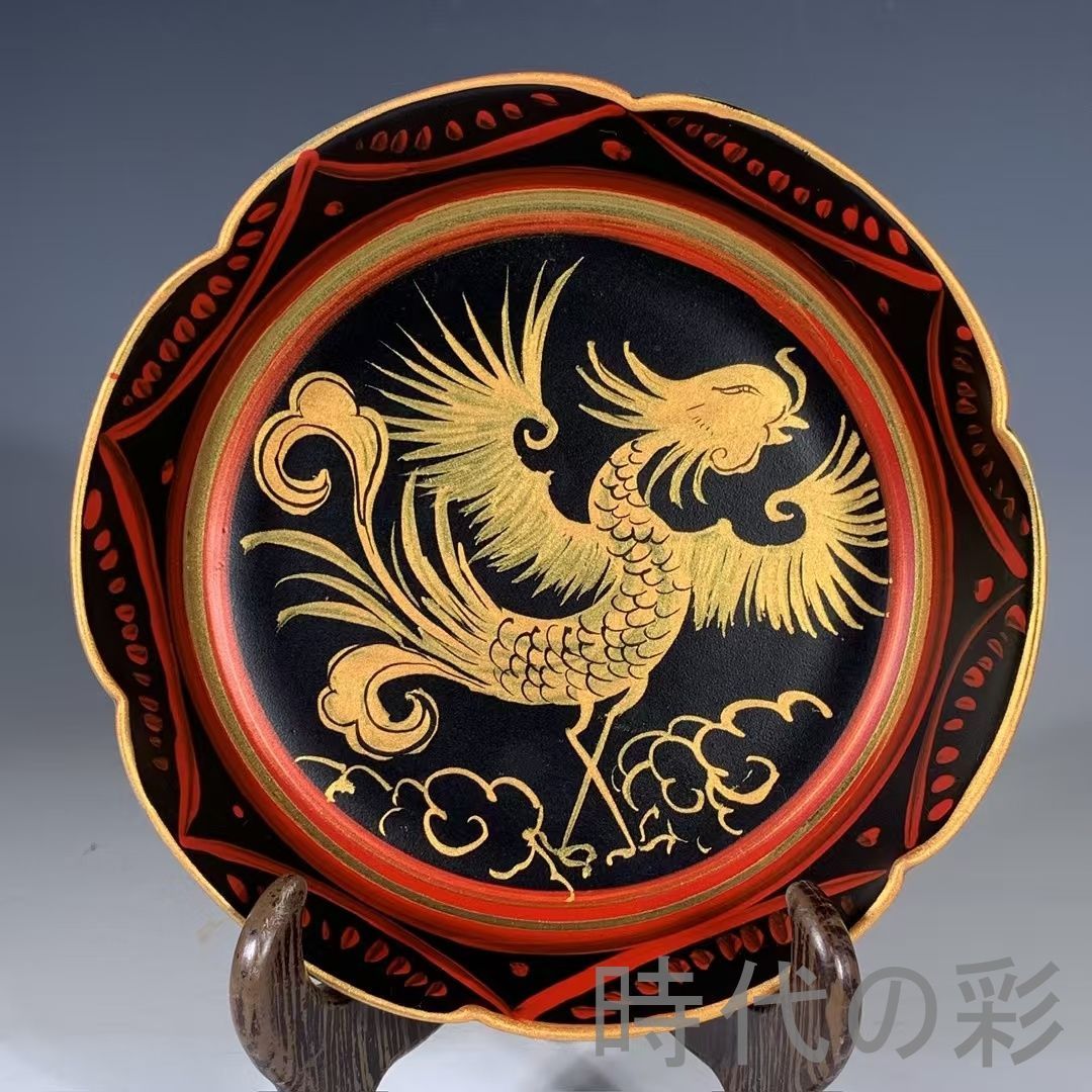 古美術　中国古美術　龍文様 陶器　骨董品 龍鳳文葵口洗】中国古美術 宋汝窯風 彩繪 筆洗 水洗 文房具 古陶磁 唐