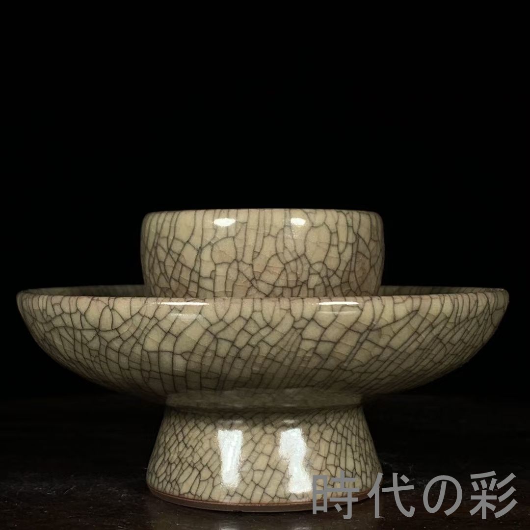 【宋哥窯風 盞托】中国古美術 茶托 天目台 茶道具 冰裂紋 古陶磁 唐物 骨董品 旧家蔵出 R08060516 23,944円