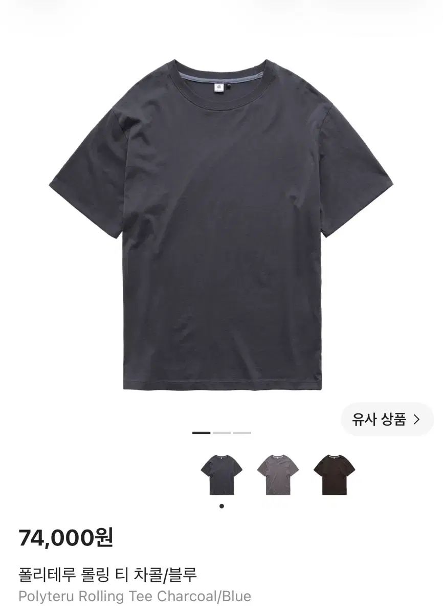 2 POLYTERU ロール リング Tシャツ チャコール ブルー