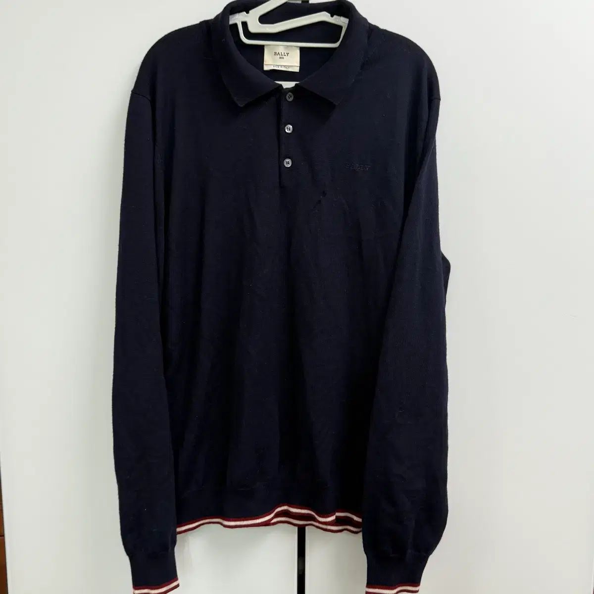 バリー made italy メリノウール 100 ネイビー カラーニット XL