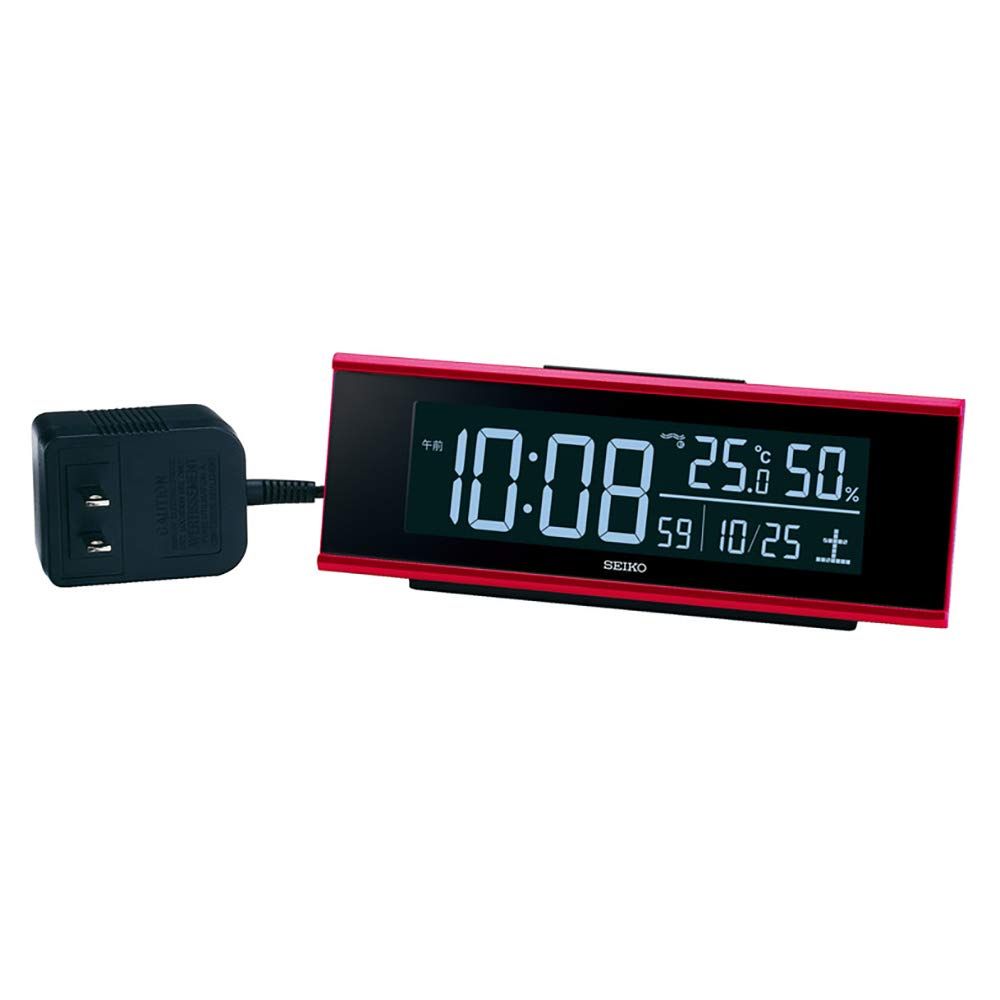セイコークロック(Seiko Clock) 置き時計 目覚まし時計 電波 デジタル 交流式 カラー液晶 シリーズC3 赤メタリック 本体サイズ:6.3×17.4×4.6cm DL307R 国内発送
