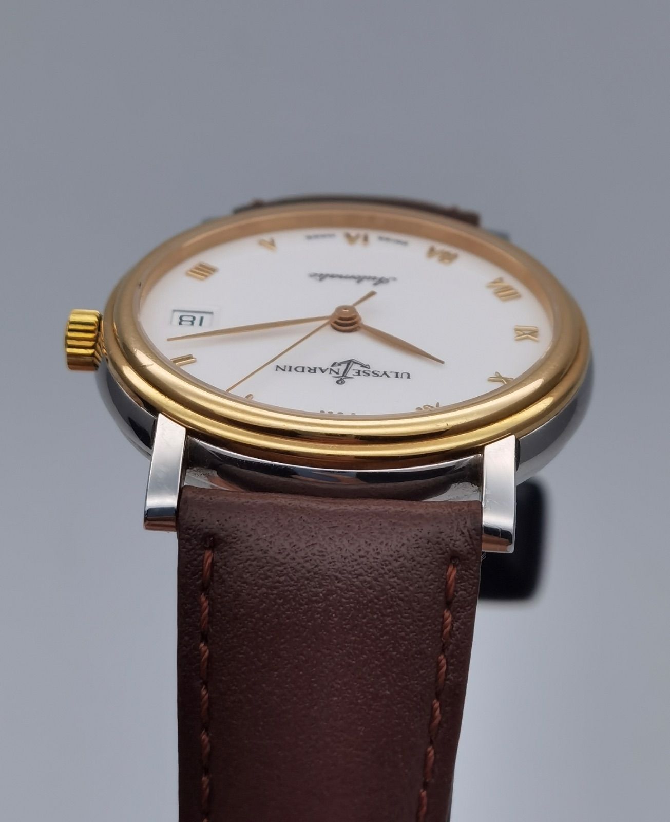 中古 ユリスナルダン Ulysse Nardin サンシアー 135-22 デイト SS YG 
