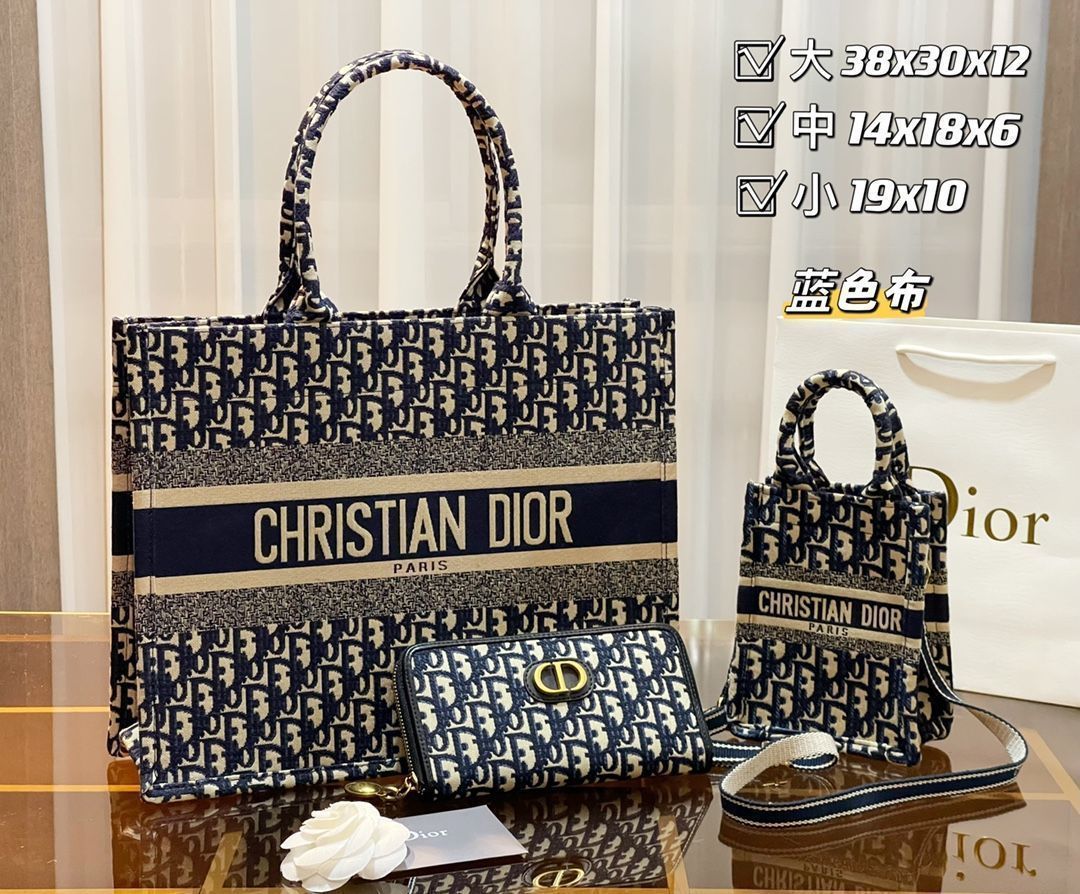 人気 Christian Dior クリスチャンディオール トートバッグ ショルダーバッグ 財布 3点セット 人気 Christian Dior クリスチャンディオール トートバッグ ショルダーバッグ 財布 3点セット
