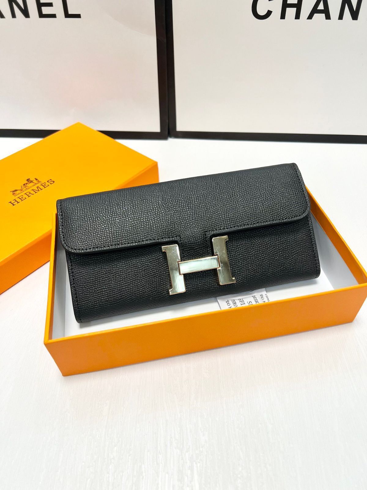 【本日限定特価】エルメス クロスレザー ウォレット 19×10cm 高品質レザー 専用ボックス付き[本日特価|新品未使用品]