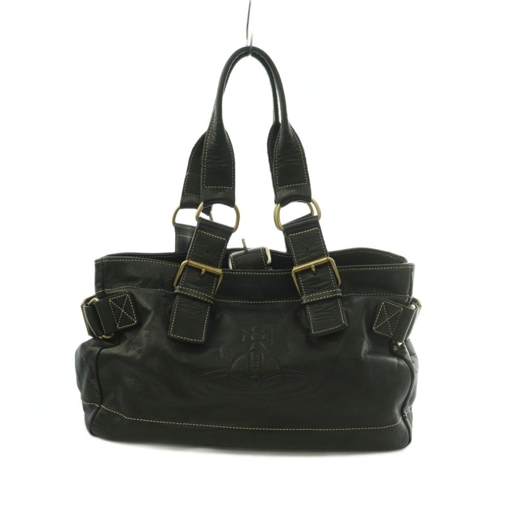 ヴィヴィアンウエストウッド Vivienne Westwood オーブ トートバッグ ハンドバッグ レザー 黒 ブラック /MI ■OS