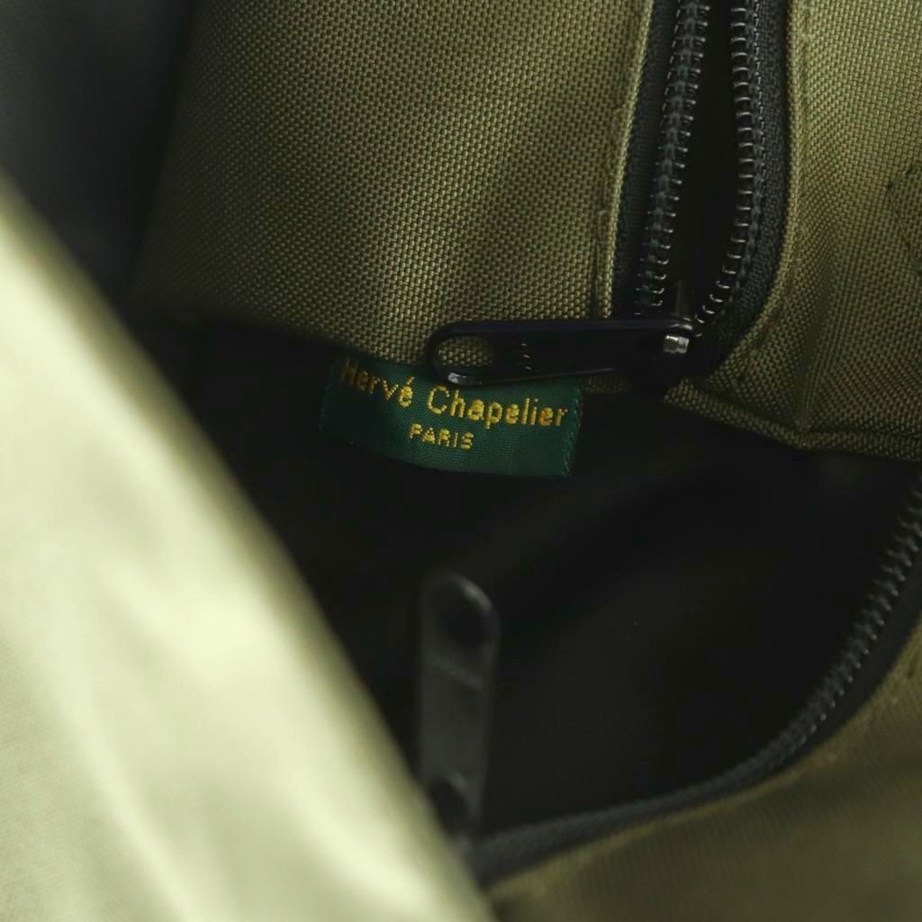 エルベシャプリエ Herve Chapelier 舟型ショルダーL トートバッグ ナイロン レザーハンドル カーキ 黒 ブラック 1425C /MI ■OS