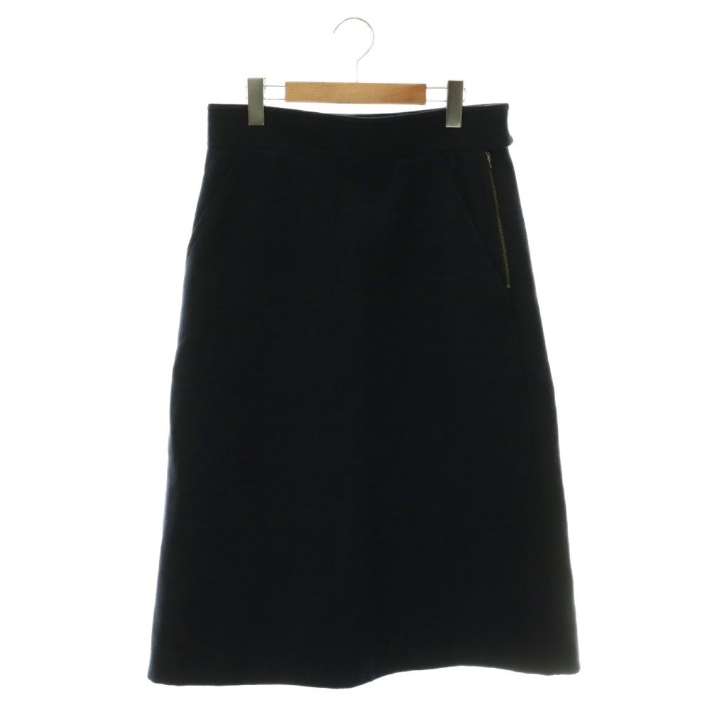 マーガレットハウエル MHL. 25AW LIGHT WOOL MELTON SKIRT ロングスカート 台形 3 ネイビー /ES ■OS