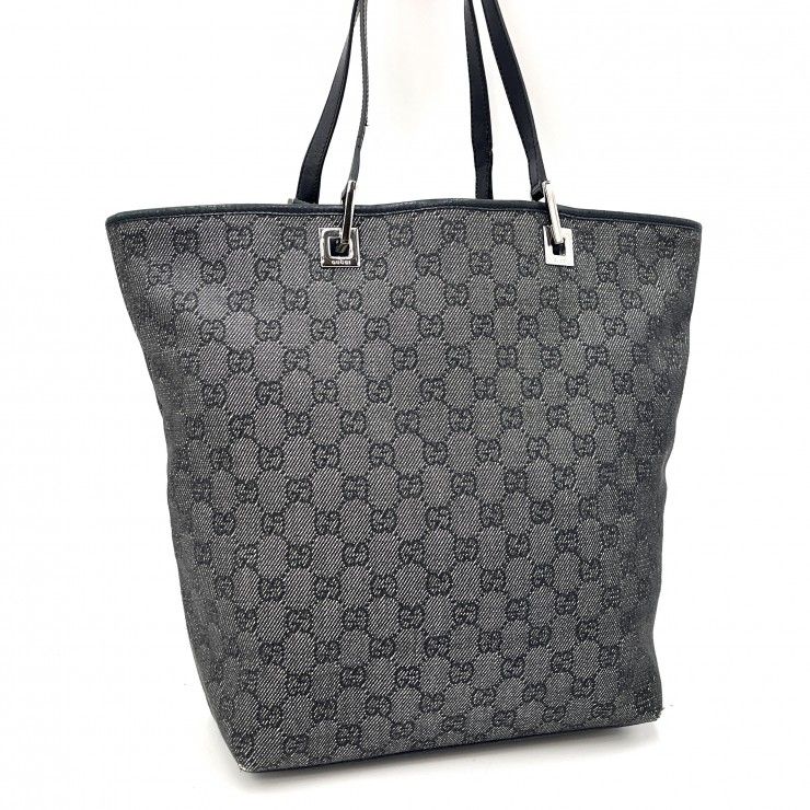 GUCCI（グッチ）GGキャンバス トートバッグ GG柄 ブラック シルバー金具 レディース 31243 【中古】